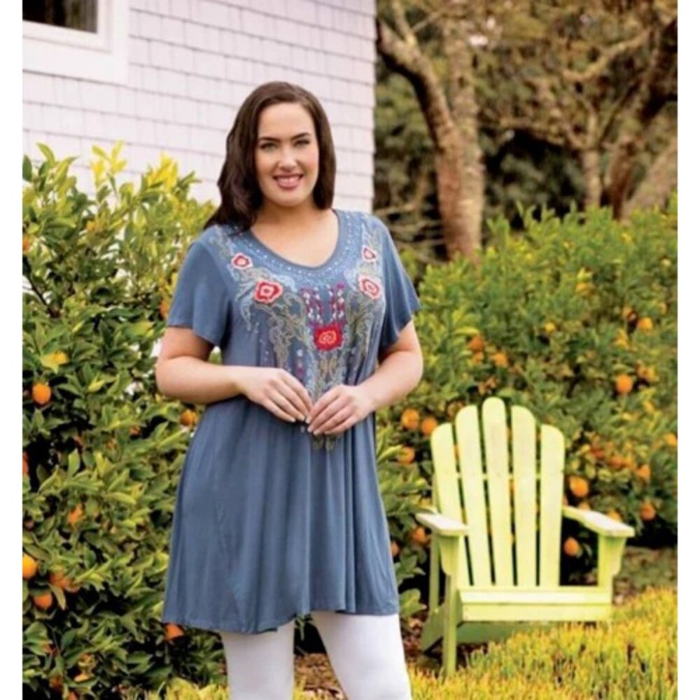 Caite Anthropologie Floral Embroidered Dress  Boho 4XL PS
